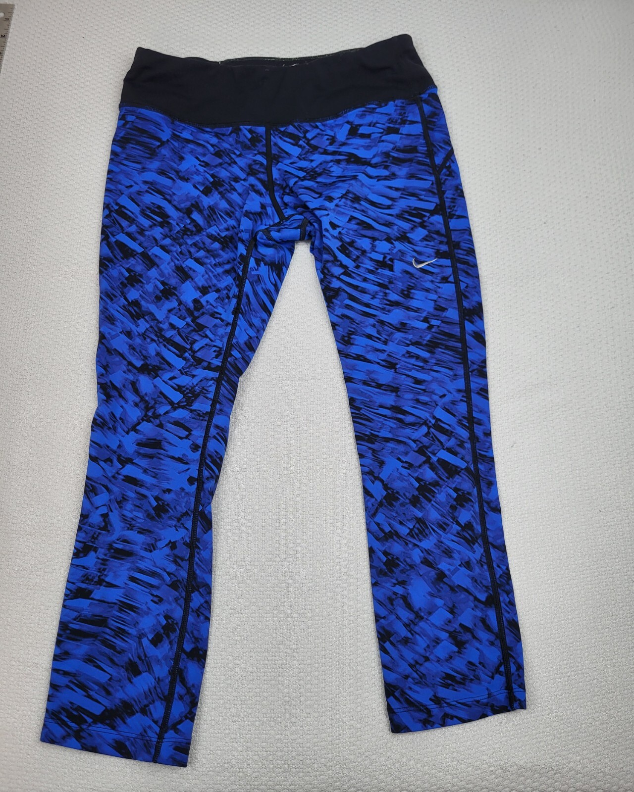 Nike Dri-Fit Leggings Womens Medium Blue Geometric Stretch Yoga Lightweight