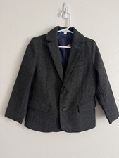 MINI BODEN Black Gray Tweed blazer Jacket Size 4-5Y Boys Space 110cm Wool Blend