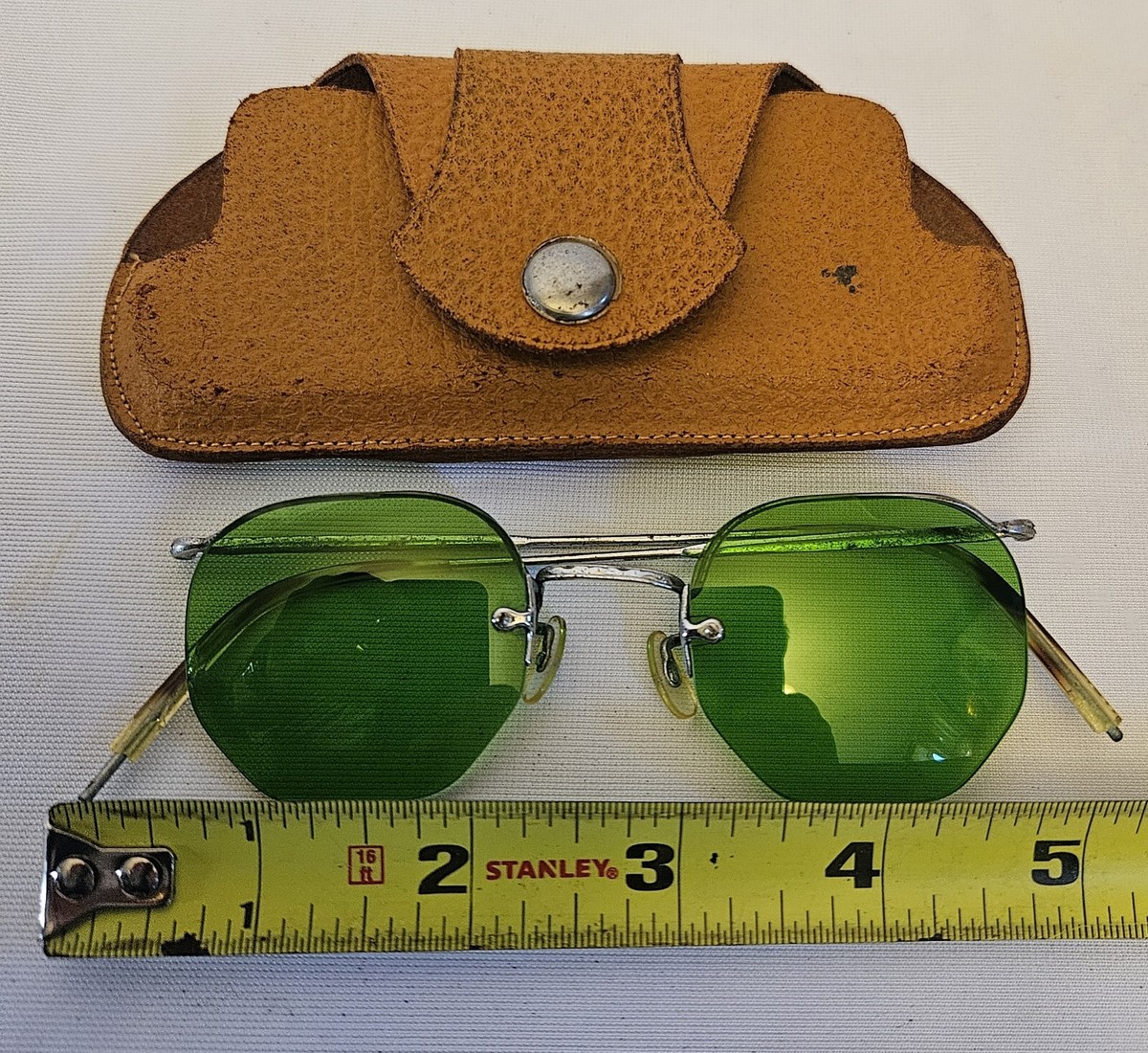 Vintage frameless sunglasses - green tint 60\'s 70\'s Men main image 4
