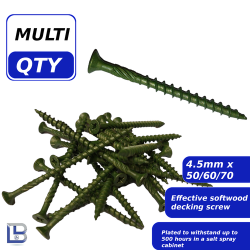GREEN COATED DECKING SCREWS LANDSCAPE FENCING EXTERIOR WOODCREW