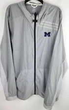 Addidas Michigan Full Zip Windbreaker Hooded Jacket Gray Mens Size 2XL