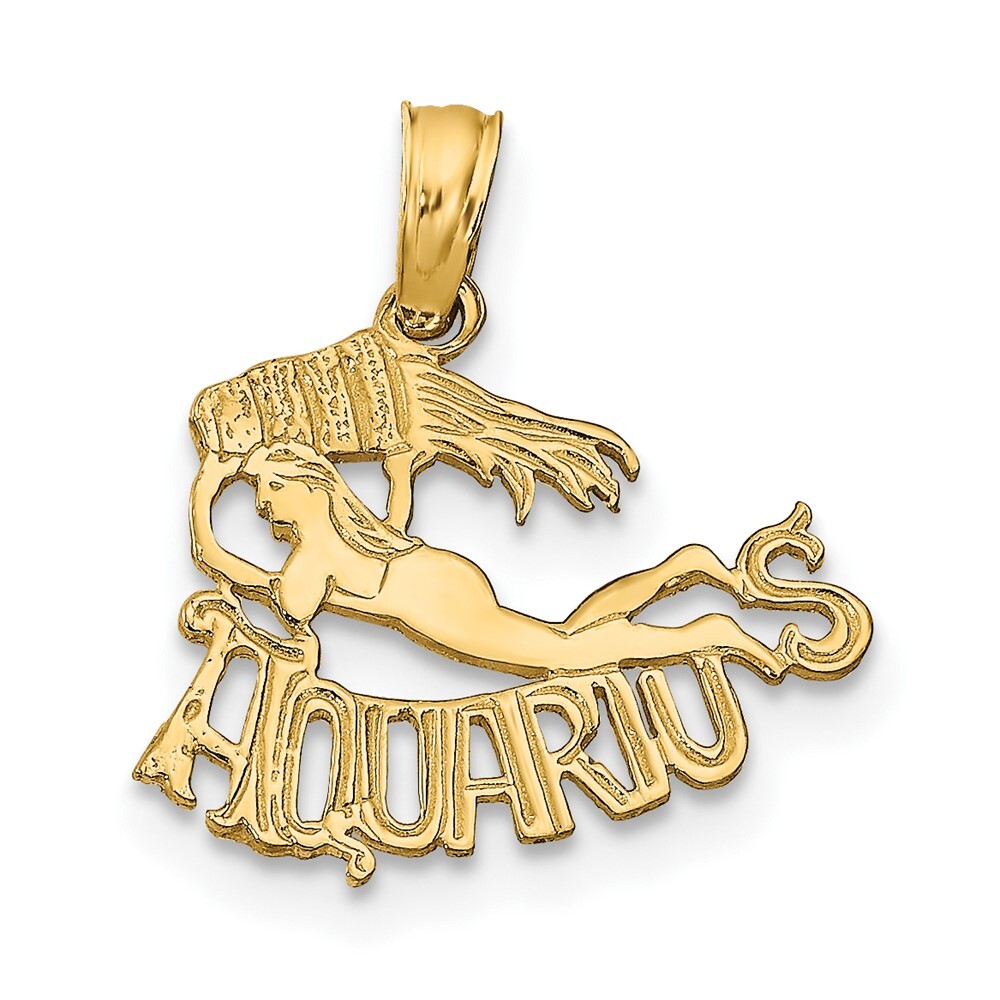 Charm America Solid Gold Aquarius Zodiac Charm - 10K Gold Pendant For Necklaces & Bracelets - View #2