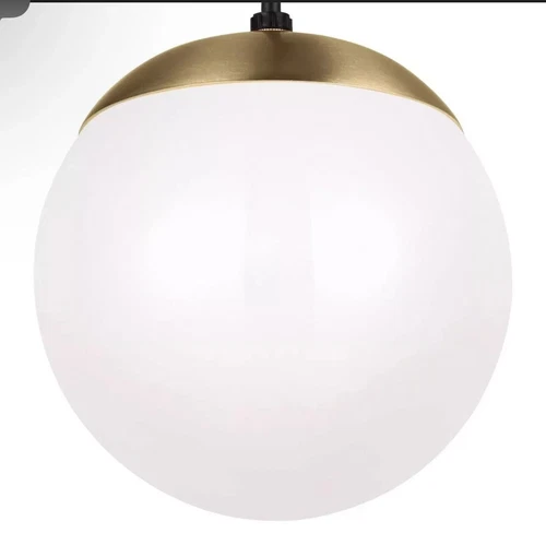 Leo Globe Pendant Satin Brass Smooth White 14" Incandescent Hanging Globe Light - Picture 3 of 3