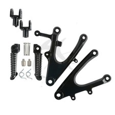 Black Front Rider Foot Pegs Bracket Fit For Yamaha YZF R1 YZF-R1 2004 2005 2006