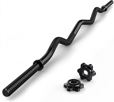 47'' Olympic Barbell Curl Bar EZ Bar Strength Training Bar Threaded Chrome Barbel