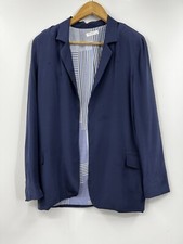 Equipment Blazer Womens Xs Silk Lined Open Front Collar Blue