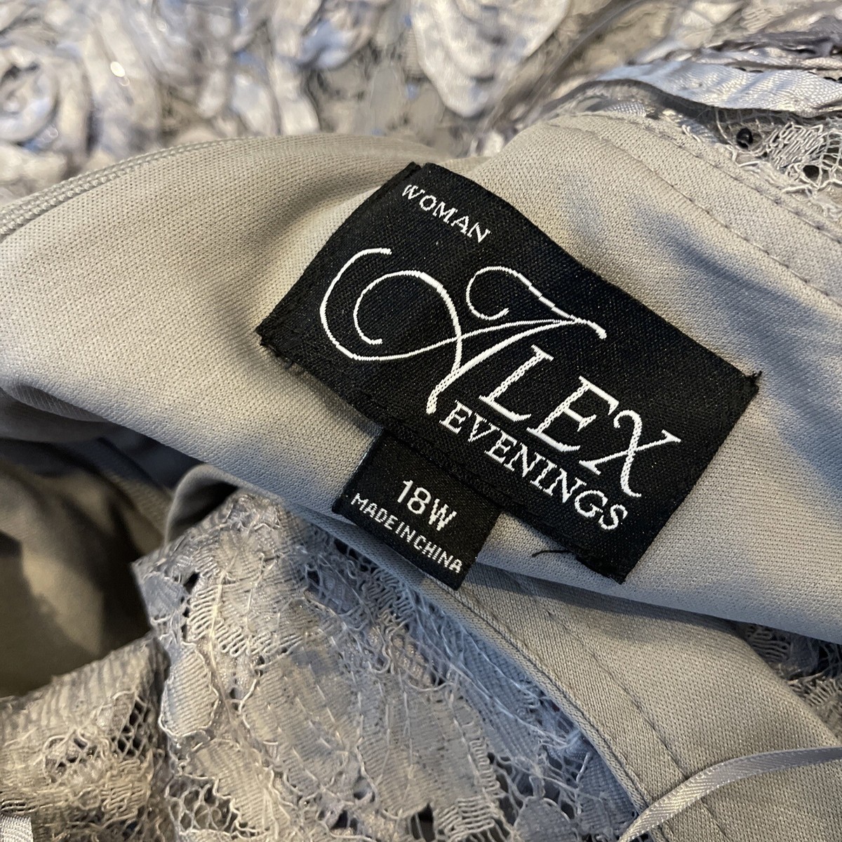 Alex Evenings 18 Rosette Lace Formal Short Cap Sleeve Dress Sequins Retail  $279 | eBay
