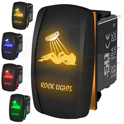 12V On/Off Toggle Rocker Switch ''Rock Lights'' Sexy Mudflap Trucker Girl RZR X3