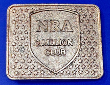 NRA 2 Million Club National Rifle Association 1980's Gold Tone Belt Buckle