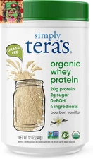 Organic Whey Protein Powder - Vanilla Protein Powder, Grass Fed, 20G of Protein 
