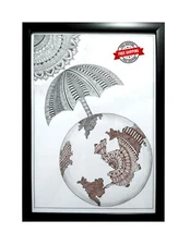 Pen painted paper wall art with Frame for home living bed room picture decorate