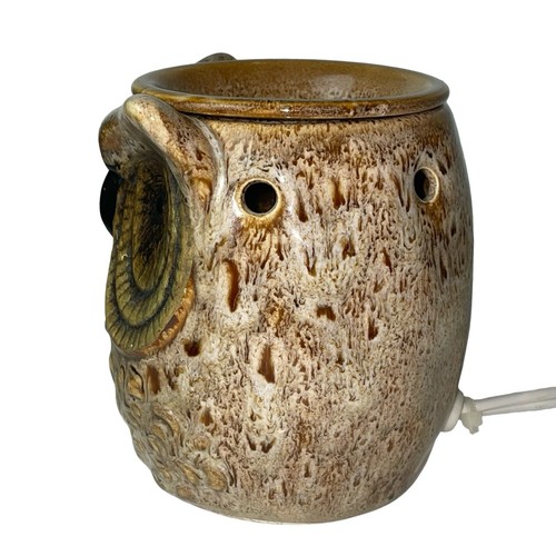 Vintage Ceramic Wise Owl Wax Melt Warmer Brown and Tan Drip Glaze Cottagecore - Picture 6 of 11