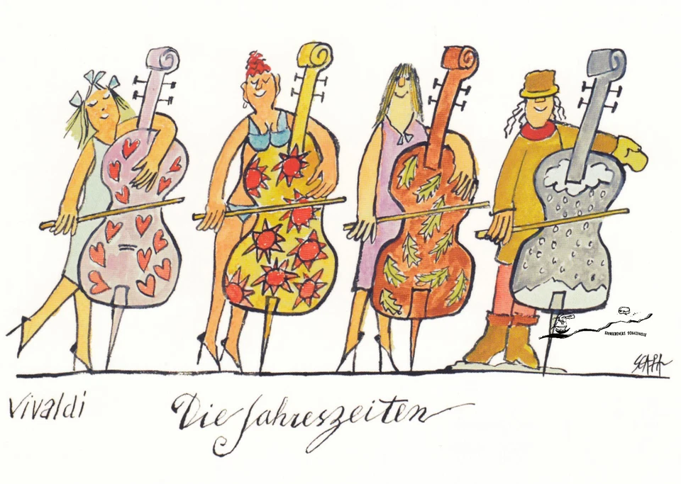 MARKENLOS Postkarte: Ted Scapa - Vivaldi, Die Jahreszeiten