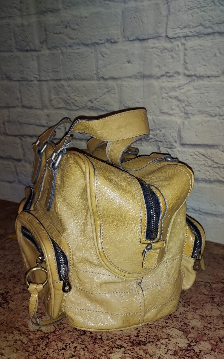 Chloé Betty Large Satchel Bag Yellow Patent Leather Zippers