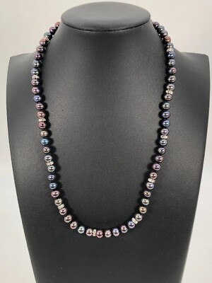 Danbury Mint Midnight Spell Cultured Pearl Sterling Rhodium Necklace