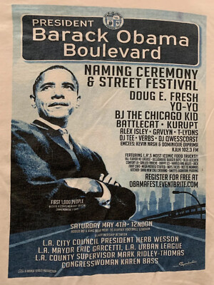 Barack Obama Boulevard Street Ceremony Festival T Shirt White Large Doug E Fresh