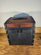 Antique Wood Wrought Iron Straps Trunk Stagecoach Strong Box Edward P. Moyer
