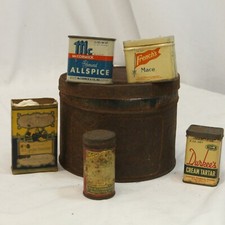 Latas de especias de colección crema tártaro maza pimienta canela pimentón manteca de cerdo lata