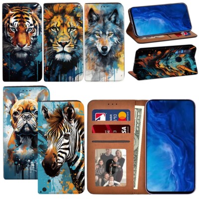 Für Huawei P20/P30/P40/P Smart 2019/2020 Druck PU Leder Handy Cover Hülle UK