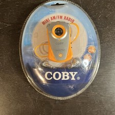 NEW Coby Mini AM/FM Radio Orange CX-71 With Headphones Sealed