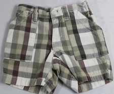 Old Navy Baby Boys 6-12 Mo Cream Brown Plaid Shorts 100 Cotton