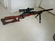 SLONG Airsoft WSR-100 Real Wood Stock Airsoft Sniper Rifle LPVO Green/Red