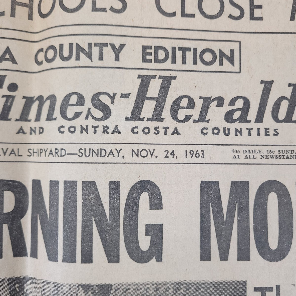 JFK Kennedy Assassination Day of Mourning Nov 24 1963 Solano Napa County  Herald | eBay