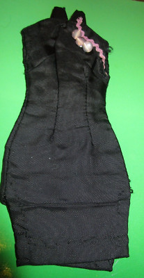 Vintage Barbie: Custom Made Dress - Black, Silk-like Material, Oriental Theme