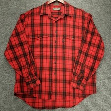 VINTAGE 80s Levis Sutter Creek Flannel XL Mens Red Plaid Cotton Button Up Shirt