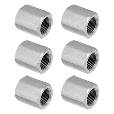 6 PCS M12x1-Pitch 20mm Length 304 Stainless Steel Hex Coupling Nuts Fine