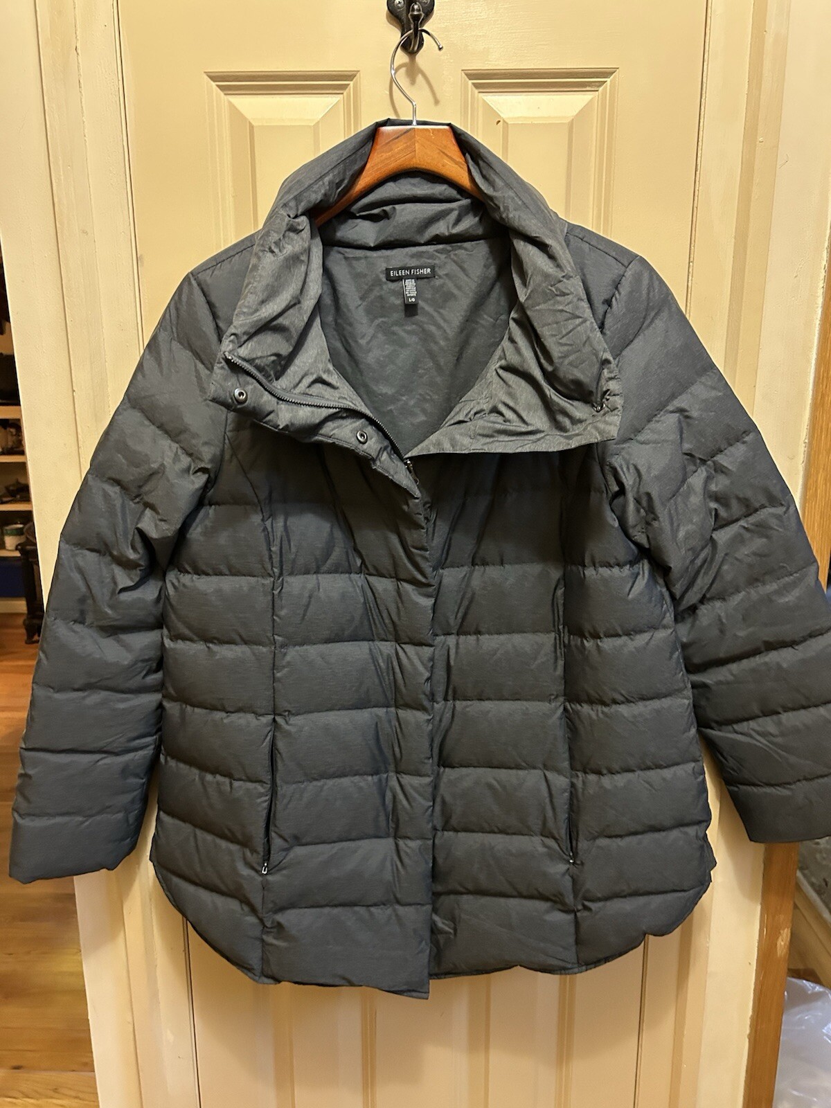 Gray Down Filled Puffer Jacket Coat With High Fun… - image 10