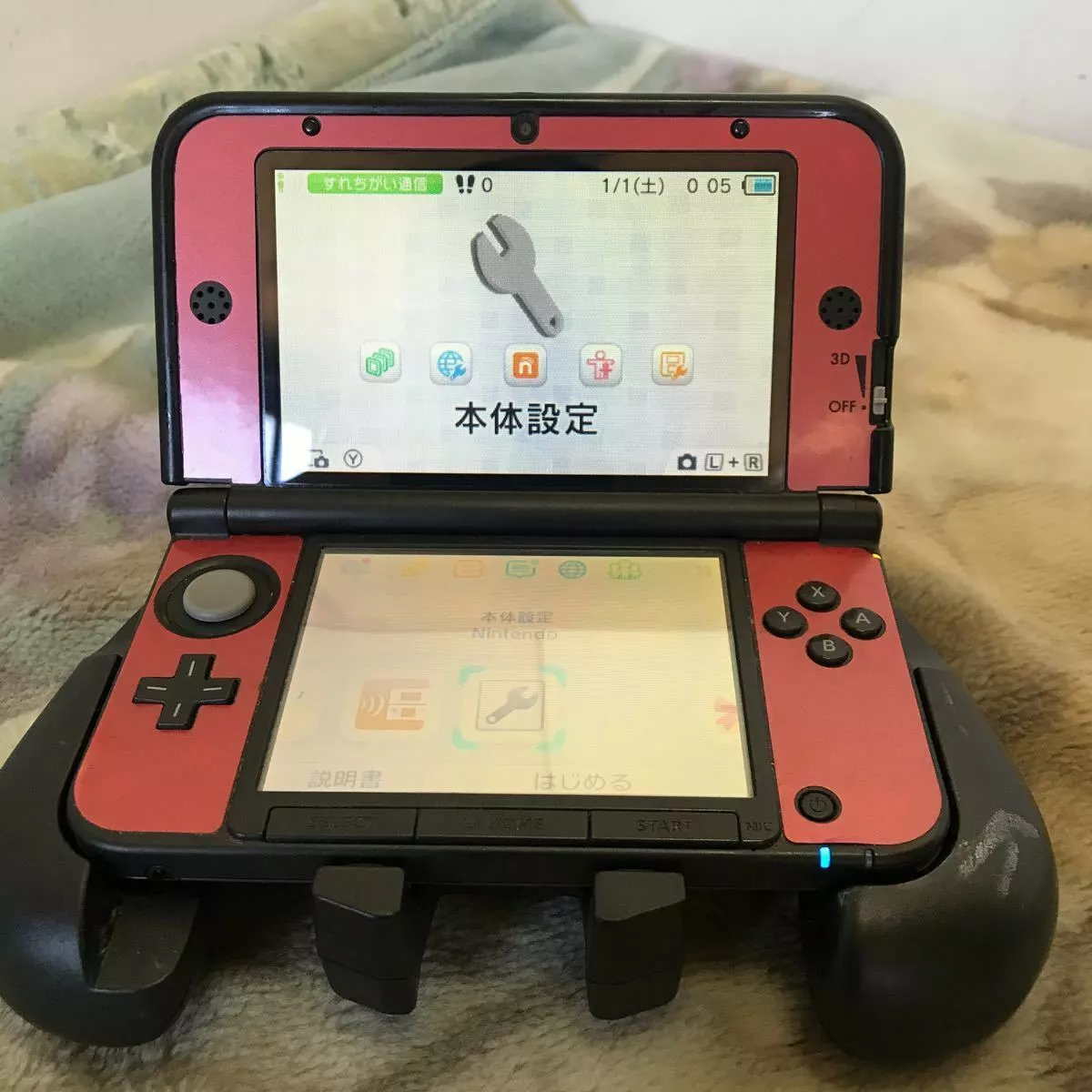 Nintendo 3DS LL RED Soft japanese ver Monster Hunter 4G SET work well