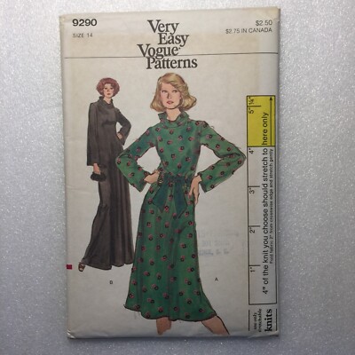 Vogue Pattern 9290 sz 14 Dress For Stretchable Knits Only Uncut