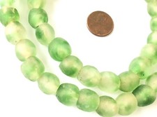Handmade Ghana Green multi Krobo recycled Glass African trade Beads-Ghana