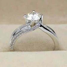 2CT Round Cut Lab-Created Diamond Engagement Ring 14K White Gold Plated