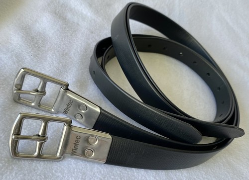 WINTEC SlimLine Stirrup Leathers BLACK 120cm Size 48 ~No Stretch~LIGHTLY USED