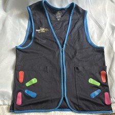Walmart Associate Zip Front Uniform Work Vest Gray w/ Blue Trim Multicolor Logo