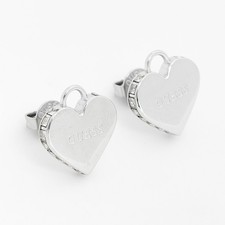 Guess Silver Tone Heart Stud Earrings