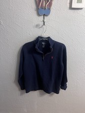 Polo Ralph Lauren Navy Blue/Red 1/4 Zip Sweater Shirt Boys Size Large 14/16