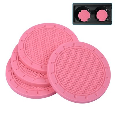 Car Coasters, Wisdompro 4 Pack PVC Cup Holder Insert Coaster 2.75'', Pink 