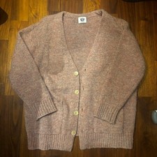 JAMIESON'S Shetland Wool Knit Cardigan Dark Pink M Vintage Women All Size