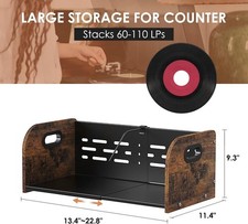 Expandable Vinyl Record Storage Rack W/ Handle LP Organizer Holds up to 110 33lp
