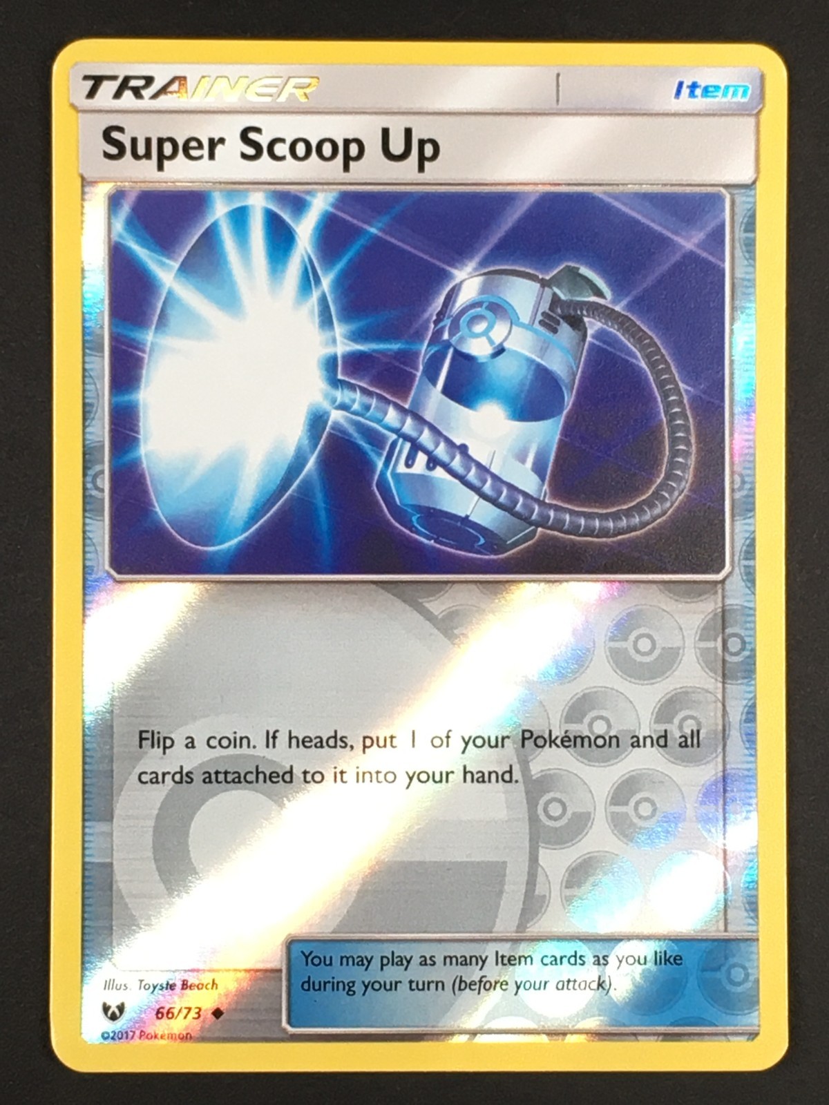 Pokemon TCG Super Scoop UP 66/73 Trainer Shining Legends Reverse Holo NM