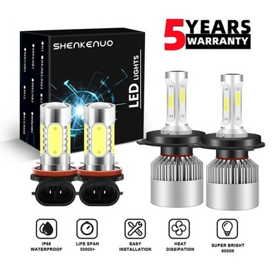 For Pontiac Vibe 2003-2008 9003+H11 LED Headlight + Fog Light Bulbs 6000K