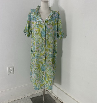 #ad Vintage 60s Mod Flower Power Groovy Pearl Snap House Dress $40.00