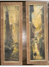 VTG Pair Oil Paintings Impasto H. Dzierzynski Attrib Andre Dzierzynski c. 1965