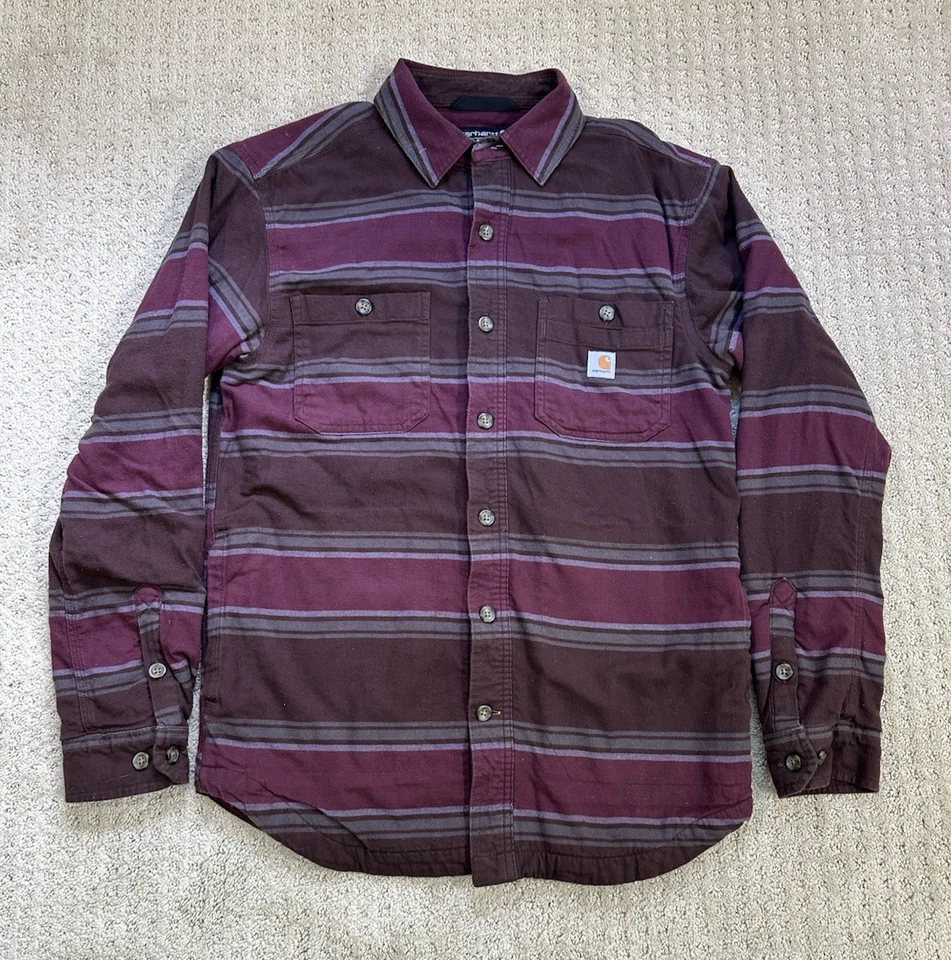 Camisa de franela Carhartt para hombre pequeña resistente flexible calce relajado forrada de vellón Foto 2 de 4