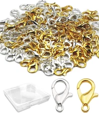 120 Pieces Stainless Steel Lobster Claw Clasps, Pincute Silver & Gold Bracelet
