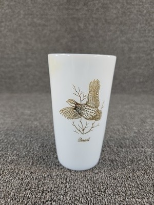 Federal Milk Glass Game Bird Quail Tumbler 12 Oz 22 kt Gold 