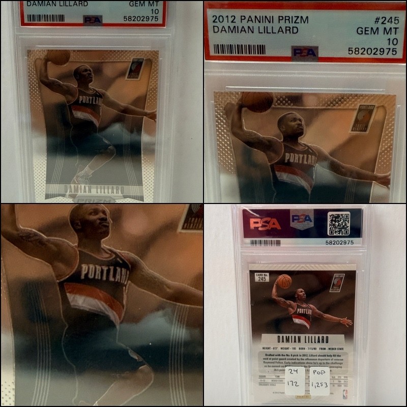2012 PANINI PRIZM Rookie DAMIAN LILLARD #245 RC TRAIL BLAZERS PSA 10 Gem Mint